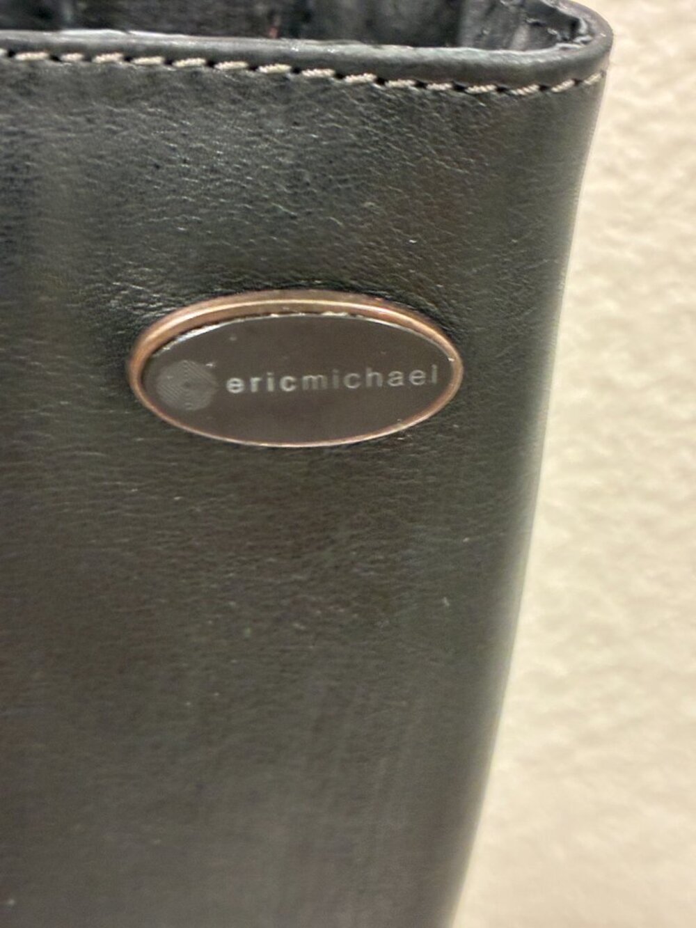 ERIC MICHAEL Black Leather Side Zip Knee High Boots Portugal Women 8.5/39 - Picture 3 of 14